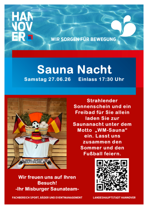 Saunanacht im Misburger Bad  27.06.2026 "WM-Sauna"